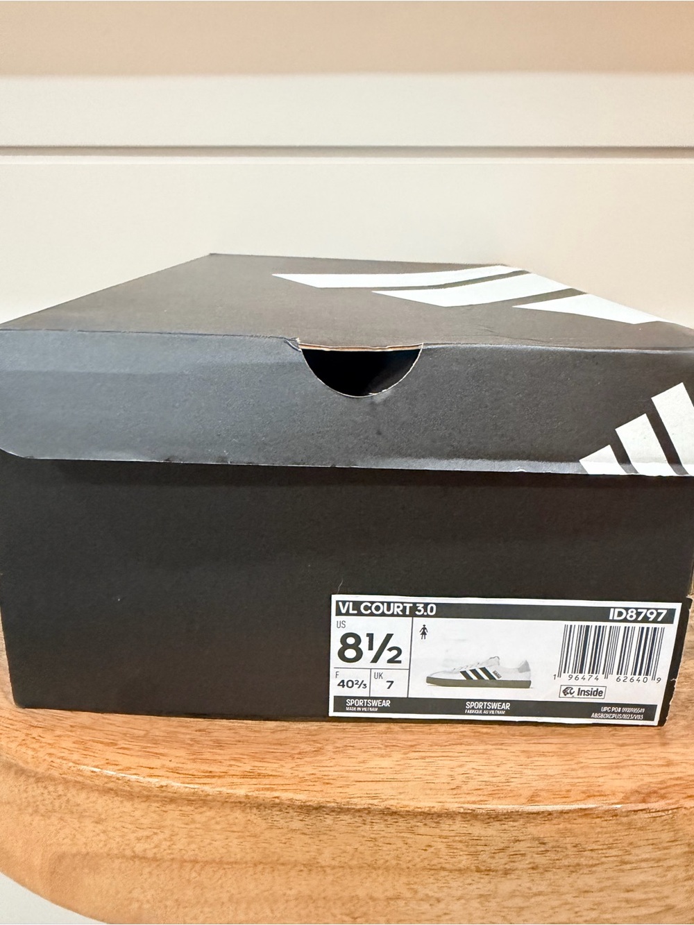 NWT adidas White Sneakers with Black Stripes - Picture 2 of 2